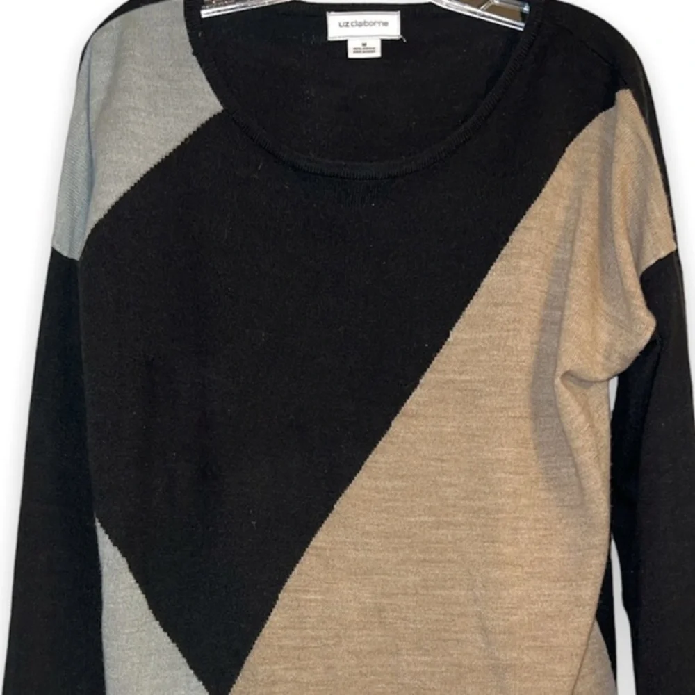 Vintage Liz Claiborne Geometric abstract knit pull over sweater sz M